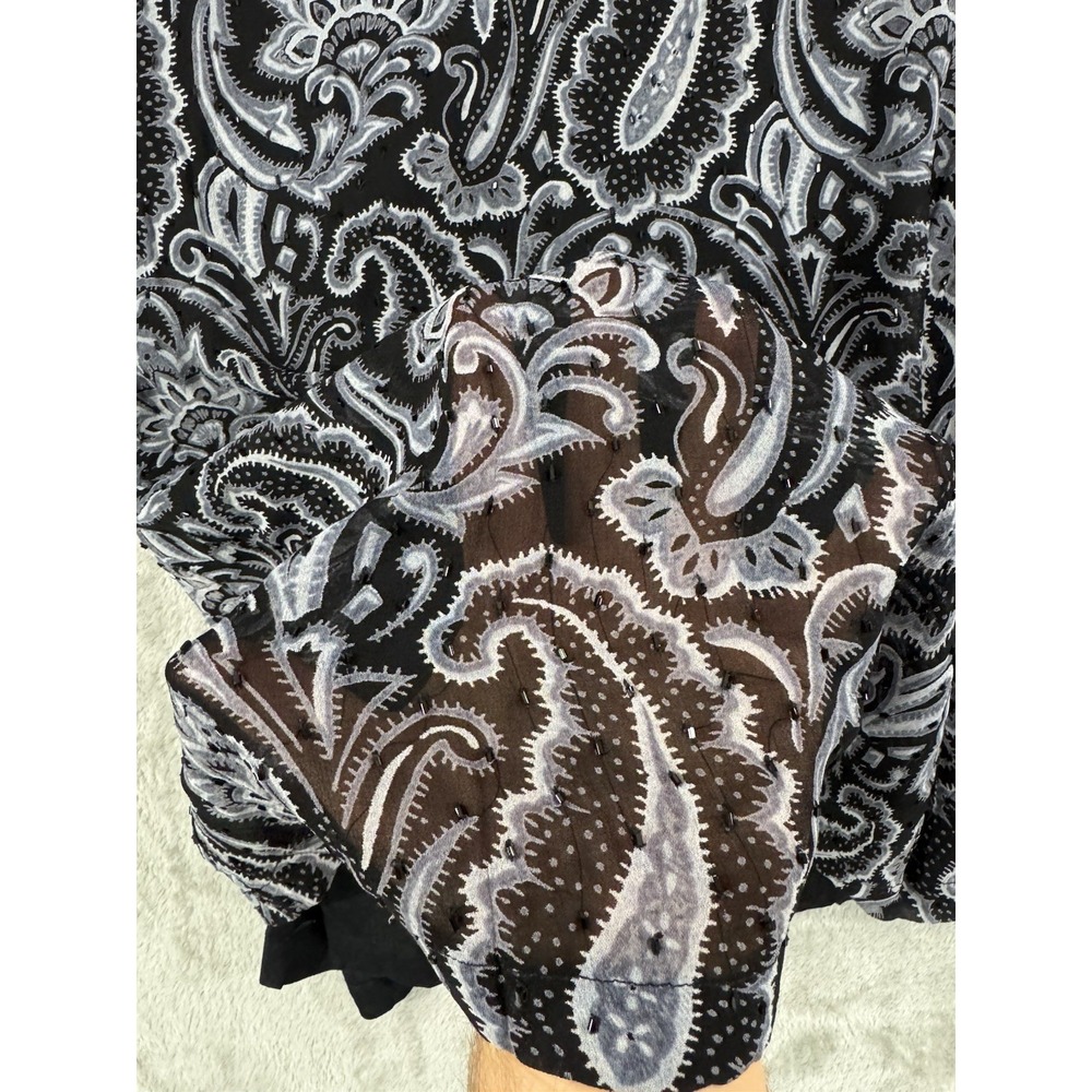 Lola P Womens Top L Paisley Floral Beaded Semi Sheer Layered Gothic Whimsigoth - Picture 8 of 13
